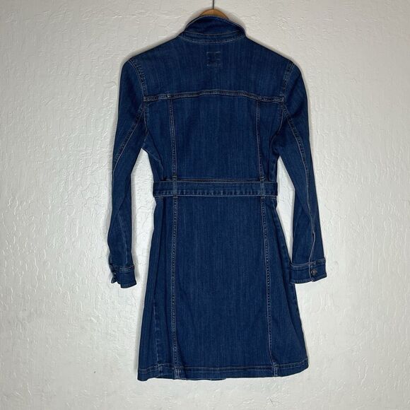 J.Jill Denim Blue Belted Button Front Long Sleeve Shirt Dress Women’s Size XS - Picture 8 of 12